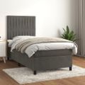 vidaXL Posteľný rám boxspring s matracom tmavosivý 90x200 cm zamat