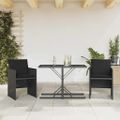 vidaXL 3-dielna bistro súprava s vankúšmi čierna polyratanová
