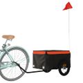 vidaXL Vozík za bicykel, čierno oranžový 30 kg, železo