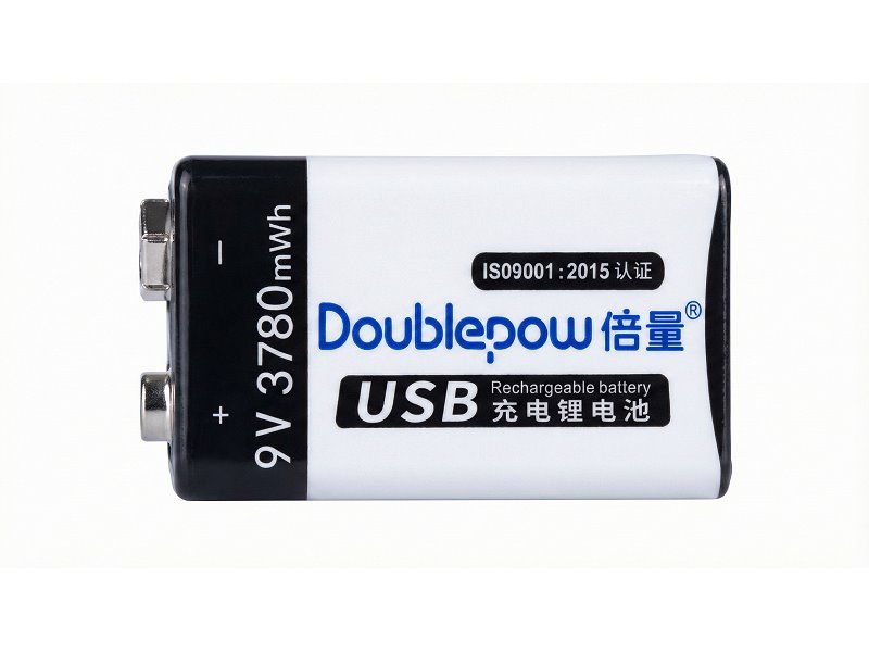 Nabíjacia batéria 9V 420mAh Doblepow 6F22, Li-ion, napájanie USB-C