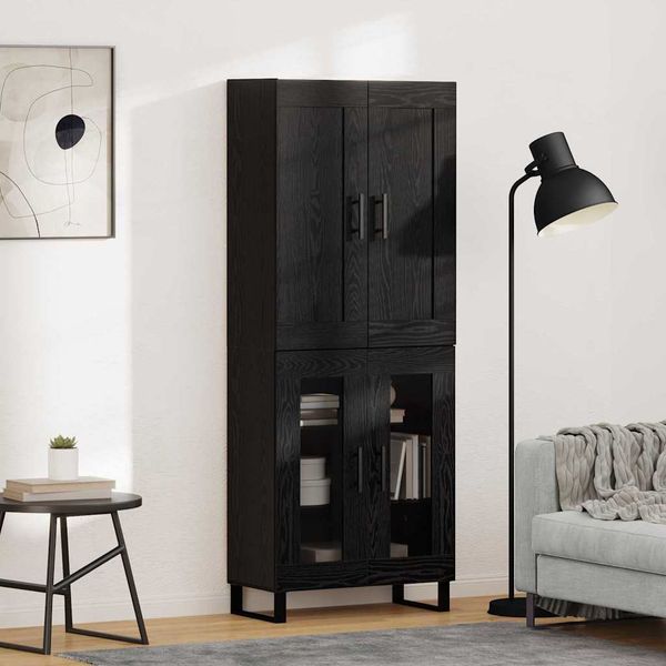 vidaXL Highboard Čierny dub 69,5 x 34 x 180 cm Kompozitné drevo