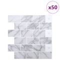 vidaXL Subway dlažba 50 ks Biely mramor 30 x 30 cm Polyuretán a PET