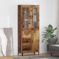vidaXL Highboard Staré drevo 69,5 x 34 x 180 cm Kompozitné drevo