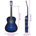 vidaXL Klasická gitara pre začiatočníkov a deti modrá 3/4 36"