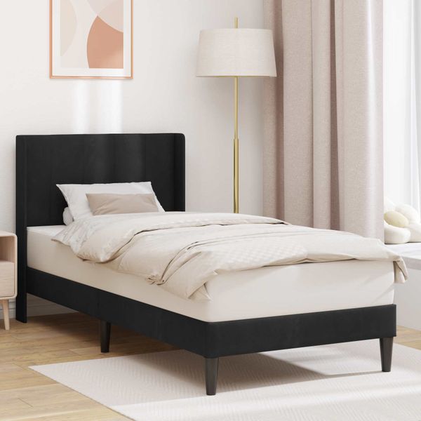 vidaXL Rám postele s čelnou doskou Čierna 90 x 200 cm Zamat