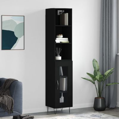 vidaXL Vysoká skrinka čierna 34,5x34x180 cm spracované drevo