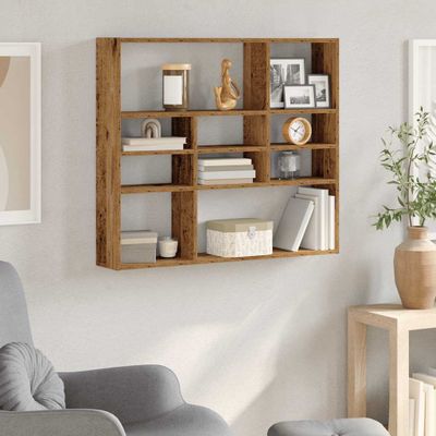 vidaXL Nástenná polička Old Wood 90x16x78 cm Engineered Wood