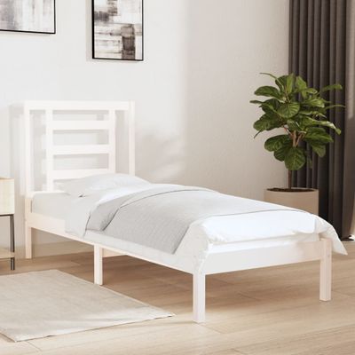 vidaXL Posteľný rám, biely drevený masív 75x190cm malé jednolôžko