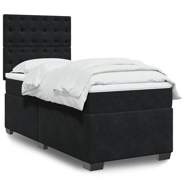 vidaXL Posteľný rám boxspring s matracom čierny 90x190 cm zamat
