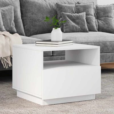 vidaXL Konferenčný stolík s LED svetlami biely 50x49x40 cm