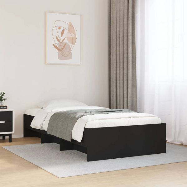 vidaXL Posteľný rám čierny 100x200 cm borovicový masív