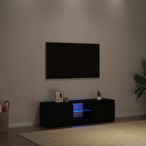 vidaXL TV skrinka s LED svetlami, čierny dub 120x30x36 cm, umelé drevo