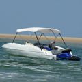 vidaXL Strieška Bimini s 3 oblúkmi, biela 183x140x137 cm