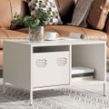 vidaXL Konferenčný stolík biely 68,5x50x43,5 cm oceľ