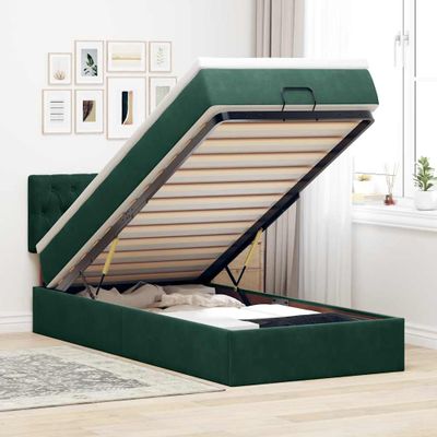 vidaXL Osmanský rám postele s matracom tmavozelená 90x190 cm zamat
