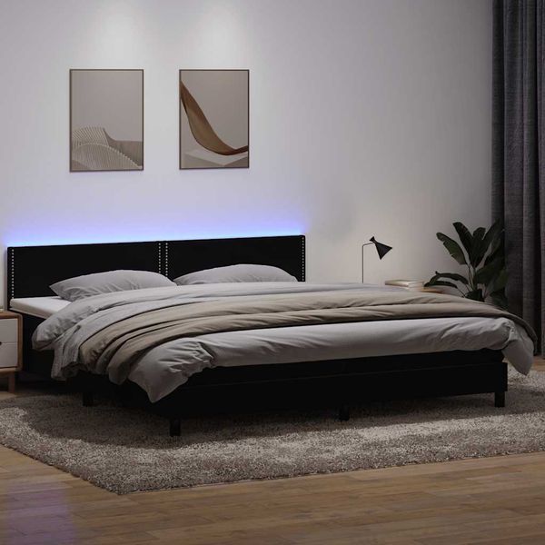 vidaXL Box Spring Posteľ s matracom a LED Čierna 200x220 cm Zamat