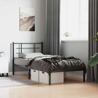 vidaXL Kovový rám postele s čelom čierny 90x200 cm