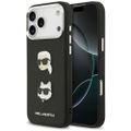 Karl Lagerfeld FW Zrnitý Karl & Choupette hlavičky špendlíky a logo obal pre iPhone 17 Pro Max čierna