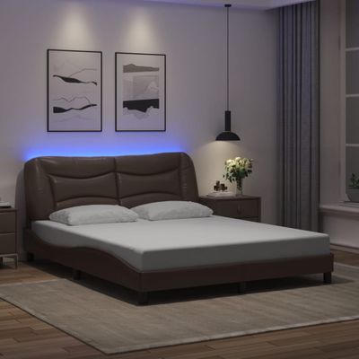 vidaXL Rám postele s LED bez matraca Hvar hnedý 160x200 cm