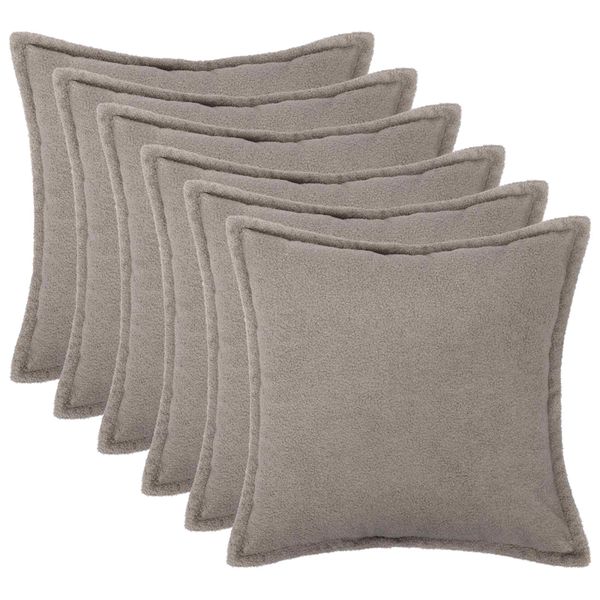 vidaXL Poťah na podložku 6 pcs HOUTEN Svetlosivá 50 x 50 cm Bouclé