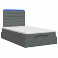 vidaXL Ottoman posteľ s matracom a LED Tmavosivá 120 x 200 cm Látka