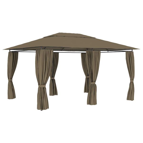 vidaXL Záhradný prístrešok so závesmi 4x3 m sivohnedý 180 g/m²