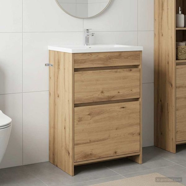 vidaXL Skriňa pod umývadlo do kúpeľne Dub artisan 56 x 37,5 x 81 cm