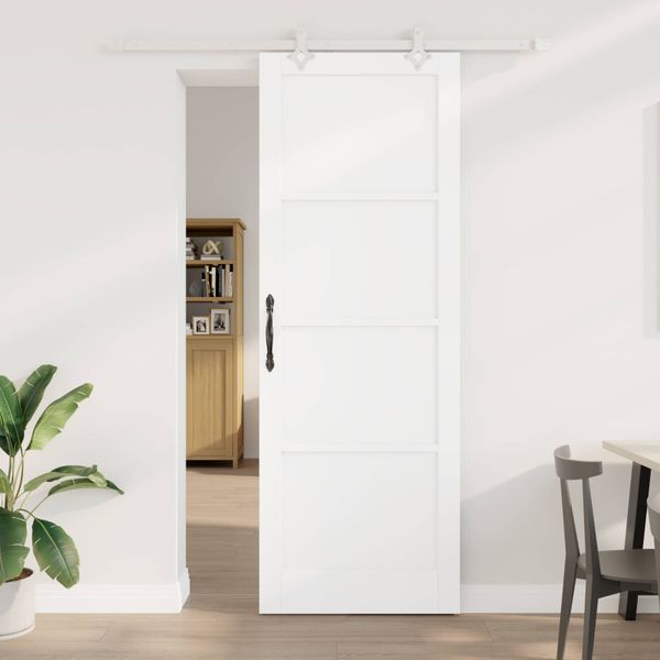vidaXL Posuvné dvere Biela 83 x 232 cm Borovicový masív