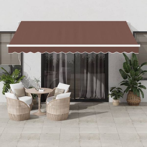 vidaXL Ručne zaťahovacia markíza hnedá 400x350 cm