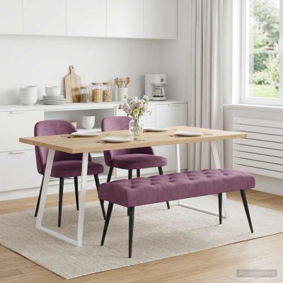 vidaXL Lavica s gombíkovým prešívaním Fialová 110 x 40 x 46 cm Zamat