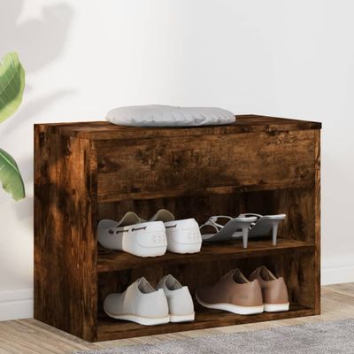 vidaXL Lavica na topánky dymový dub 60x30x45 cm spracované drevo