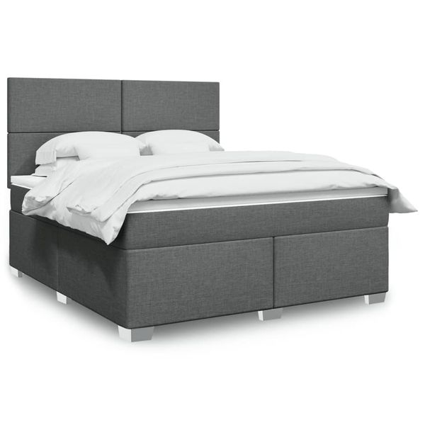 vidaXL Boxspring posteľ s matracom tmavosivá 180x200 cm látka
