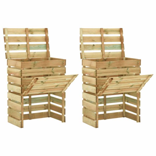 vidaXL Slatkový záhradný kompostér 2 pcs Zelená 110 x 58 x 113 cm