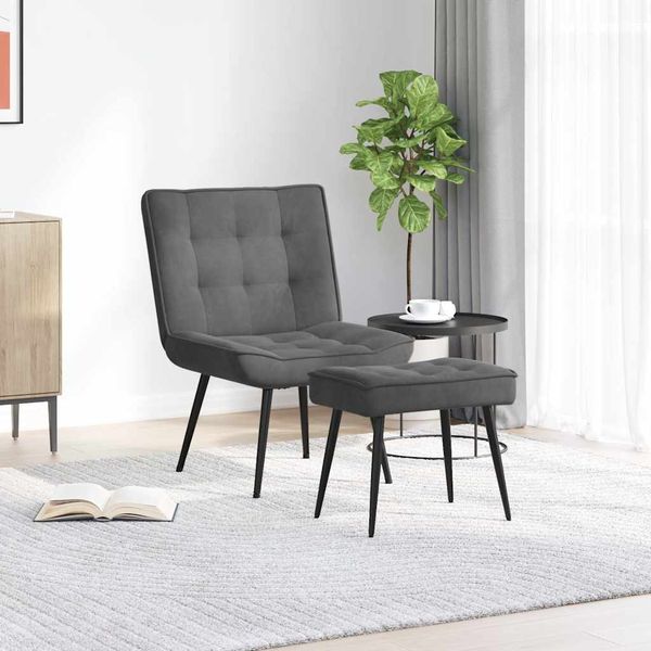 vidaXL Relaxačné kreslo s podnožkou tmavosivé zamat