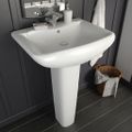 vidaXL Voľne stojace umývadlo podstavec keramické biele 580x470x200 mm