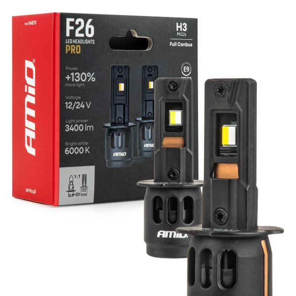 LED žárovky hlavního svícení Série F26 PRO LumiTec LIMITED +130% DUO FULL CANBUS H3 12V 24V AMiO-04870