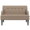 vidaXL Lavička s operadlom kapučínová 112x65,5x75 cm umelá koža