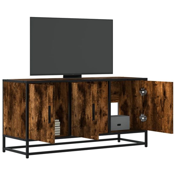 vidaXL TV skrinka dymový dub 100x35x50 cm kompozitné drevo a kov