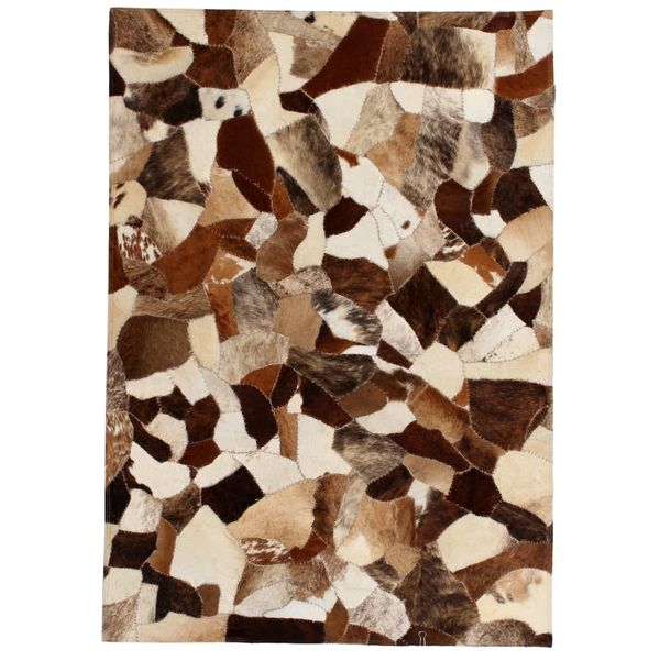 vidaXL Patchwork koberec z kúskov kože, 160x230 cm, hnedo-biely