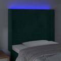 vidaXL Čelo postele s LED tmavozelené 103x16x118/128 cm zamat