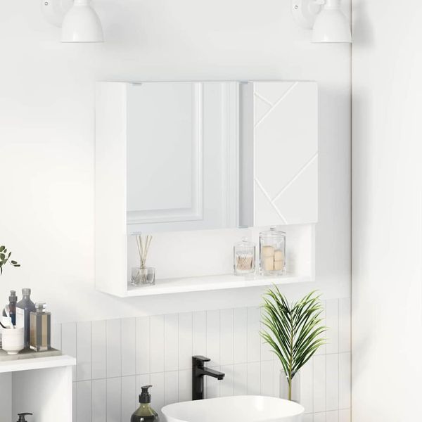 vidaXL Zrkadlová skrinka Biela 59 x 17 x 55 cm Kompozitné drevo