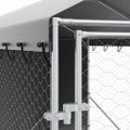 vidaXL Vonkajší koterec pre psov so strechou strieborný 2x6x2,5 m oceľ