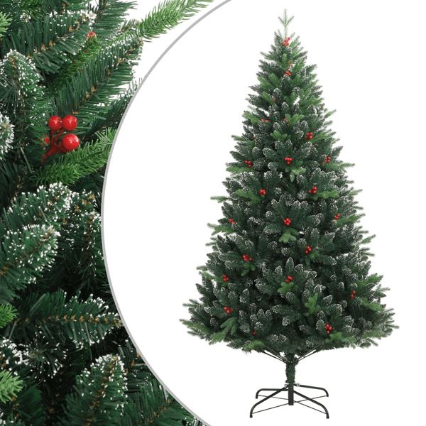vidaXL Umelý výklopný vianočný stromček s červenými plodmi 180 cm