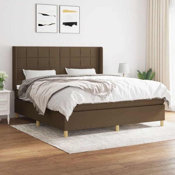 vidaXL Boxspring posteľ s matracom tmavohnedá 180x200 cm látka
