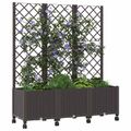 vidaXL Záhradný kvetináč s trelážou a kolesami Hnedá 120 x 40 x 146 cm