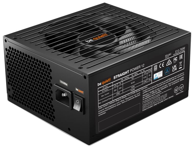 Be quiet! / zdroj STRAIGHT POWER 12 Platinum 750W / ATX3.1 / active PFC / 135mm fan / 80PLUS Platinum / modulární Zdroj, ATX 3.0, 750W, aktivní PFC, 135mm ventilátor, odpojitelné kabely, 80PLUS Platinum