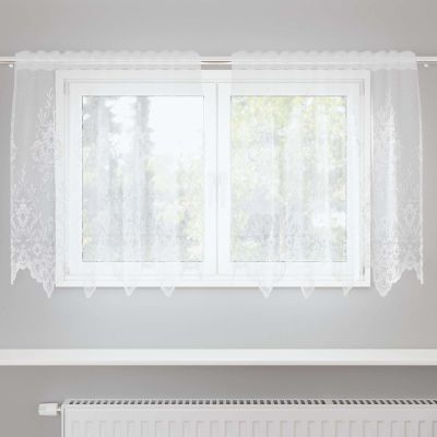 vidaXL Čipková záclona so záclonami Biela 120 x 150 cm Polyester