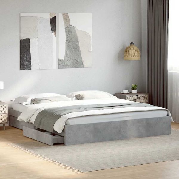vidaXL Posteľný rám so zásuvkami betónovosivý 180x200cm kompozit.drevo
