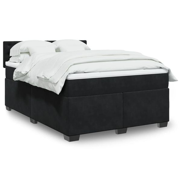vidaXL Posteľný rám boxspring s matracom čierny 140x190 cm zamat