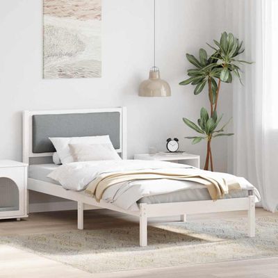 vidaXL Rám postele Svetlosivá 90 x 190 cm Masívne borovicové drevo